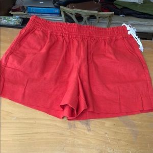 J. Crew red linen shorts, NWT